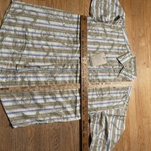Y2K NEW Vintage Koman Khaki Striped Swirls Button Shirt Long Sleeve Men&#39;... - £23.70 GBP