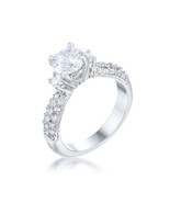 Silvertone Rhodium Plated Brass Pave Cubic Zirconia Classic Engagement Ring - $50.50 CAD