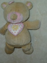 Manhattan Baby Girl Plush First Teddy Bear Tan Pink 10” Bib Bow 2004 Nur... - $32.59
