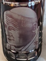 9 Inch Pope John Paul II Bohemian Cut Etched Crystal Red Ruby Vase - £74.75 GBP