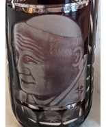 9 Inch Pope John Paul II Bohemian Cut Etched Crystal Red Ruby Vase - $127.86 CAD