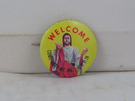  Vintage Religious Pin -  Welcome Come Unto Me -Matthew 11:28 - Celluloid Pin  - £11.76 GBP
