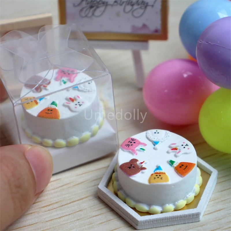 1/12 Scale Miniature Dollhouse Birthday Cake Pretend Play Mini Food for OB11 BJD - £7.61 GBP+