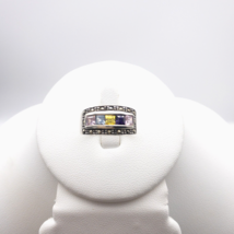 925 Sterling Multicolored Stones Pink Blue Purple Yellow Chanel Marcasite 6.75 - £15.45 GBP