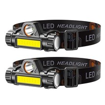 [Pack of 2] 2 Packs Rechargeable Headlamp IPX4 Waterproof Headlight Flashligh... - £27.10 GBP