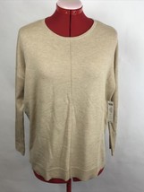 NWT Chicos SMALL Cashmere Mix Long Sleeve Light Sweater Khaki NEW $99 - £34.83 GBP