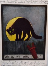 Halloween Postcard Black Cat On Fence Full Moon Ullman Series 138 Memphis 1909 - £63.46 GBP