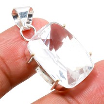 White Topaz Cushion Shape Cut Gemstone Handmade Pendant Jewelry 1.50&quot; SA 8484 - £4.14 GBP