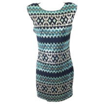 As U Wish Womens Sequin Dress Blue Multicolor Nordic Fair Isle Cap Sleeve M - £11.14 GBP