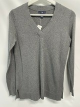 Gap Women&#39;s Gray Ribbed Sweater Tunic Style NEW V Neck Long Sleeve XXS - £23.71 GBP