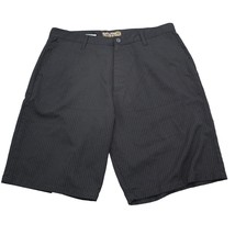 Burnside Shorts Mens 38 Black Pinstriped High Waist Flat Front Chino Bottoms - £13.60 GBP