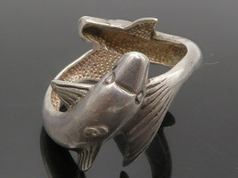 925 Sterling Silver - Vintage Dolphin Head &amp; Tail Band Ring Sz 8.5 - RG14333 - £32.84 GBP