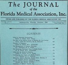 Florida Medical Association Journal 1941 WW2 Era Antique Magazine V28 No4 E48 - £31.23 GBP