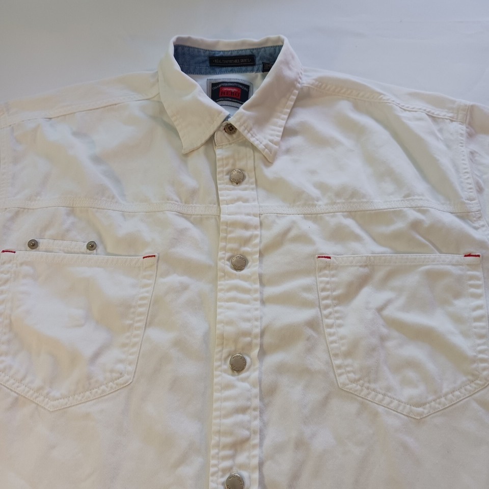 Wrangler Hero Comfortable Men's Cotton White Shirt Button Up Short Sleeve Size L Item image 4