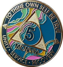 5 Month AA Medallion Elegant Marble Tahiti Teal Blue Pink and Aqua Glitt... - £11.72 GBP