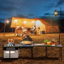 Outdoor Mobile Kitchen, Portable Multifunctional Camp Box With, Black By Vevor. - £201.41 GBP