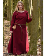 Simple Medieval Canvas Dress – Red XL Cotton Gown for Reenactment - $59.99