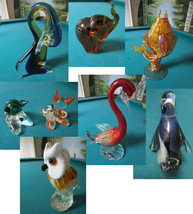 MURANO ART GLASS PAPERWEIGHT PENGUIN, ELEPHANT,  FISH, DOGS, SWAN, OWL -... - $85.99