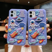 3D Space Case For iPhone Cute Cartoon Astronaut Soft Silicone Dream Moon Cover - £16.41 GBP