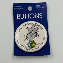 Vintage Sandra Boynton Grouchy Cat How Can You Reist Pin Button on Card - $15.19