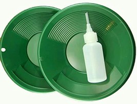 Lot of 2-8&quot; Green Gold Pans w/Bottle Snuffer-Panning Kit-Duel Riffles-Mining - £25.98 GBP