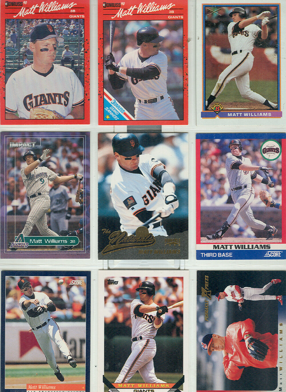 MATT WILLIAMS  SAN FRANCISCO GIANTS NINE BASEBALL CARDS ! - $1.60