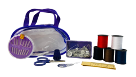 Allary D0352 Sewing Kit in Zipper Pouch, Blue/Purple - £6.99 GBP