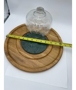 Wood Cheese Charcuterie Serving Board Teakwood Tray with Glass Dome Lid ... - $73.92 CAD