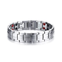 Black Bracelet Men Hand Chain Energy Health Germanium Magnetic Bracelet Male Ben - £20.84 GBP
