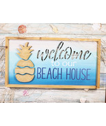 Ebros Nautical Pineapple Waves Welcome To Our Beach House Wooden Wall De... - $56.24 CAD