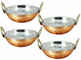 Copper Steel Dish Serving Bowl Hammered Katori Kadai Kitchen Wok 6x2.3Inch 400ML - £59.45 GBP