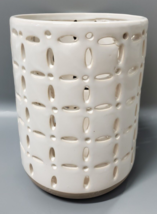 Bath and Body Works Elements WHITE 9 in Cream Peach Ceramic Cut Vase Flo... - $48.37