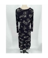 Hanna Andersson Faux Wrap Long Sleeve Dress Sz 6 Black White Floral Print - £27.78 GBP