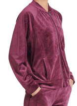DKNY Womens Sport Velour Logo Print Bomber Jacket,Size X-Small,Sangria - £62.50 GBP