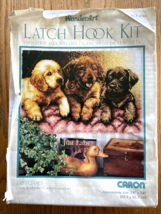 A Wonderart Caron Latch Hook Rug Kit Lab Puppies 4386 Complete Crafting - $12.95