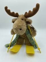 Vintage Mary Meyer Stuffed Animal Moose reindeer Plush Ski Freestyle Skiing 9” - £9.38 GBP