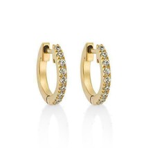 1.65Ct Simulated Diamond Hoop Huggies Earrings 14K Yellow Gold Plated Silver - £70.89 GBP