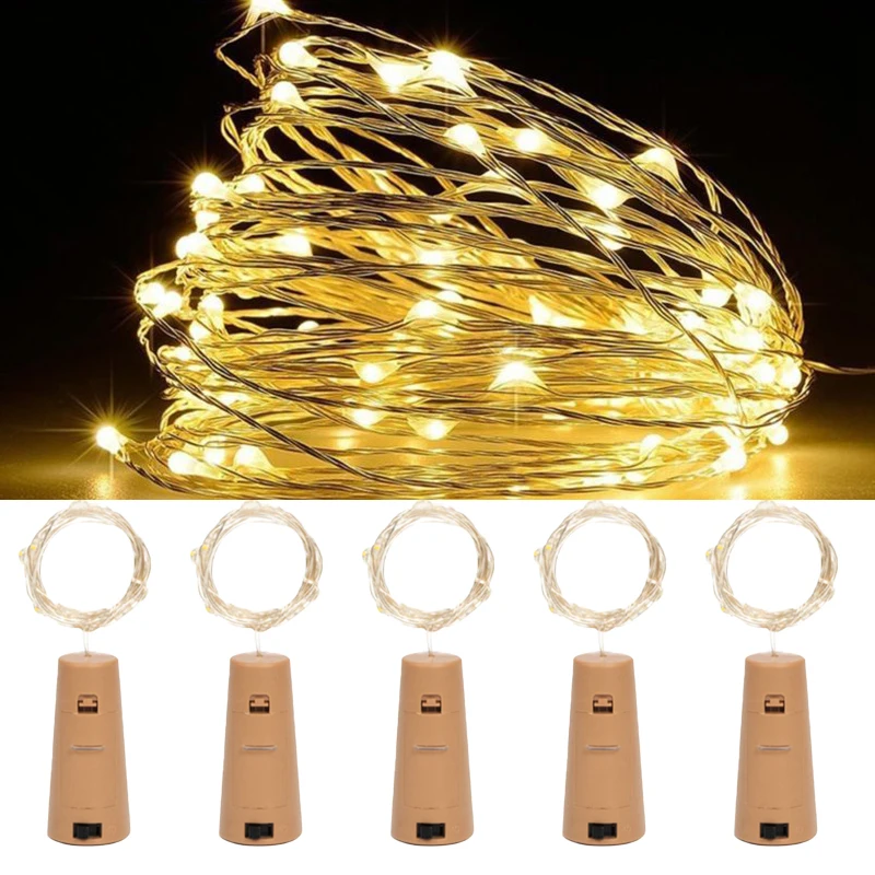 5Pcs LED Wine Bottle Cork Copper Wire String Lights Fairy Lights Gar for Festiva - £129.87 GBP