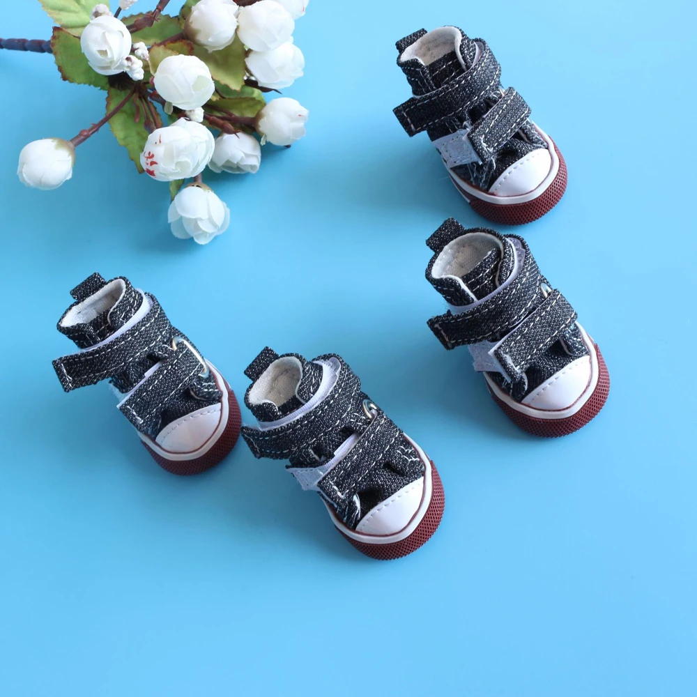 4 Pcs  Pet Dog Anti-slip Shoes   Booties  outdoor Casual canvas  for Teddy small - £116.10 GBP