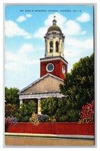 St Paul Episcopal Church Augusta Georgia GA Linen Postcard R31 - £2.25 GBP