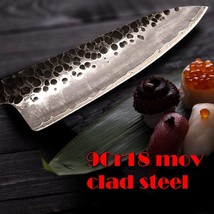 Hand Forged Chef Knife 3-layer Clad Steel Butcher Tools Kitchen Knives wood hand - £37.58 GBP