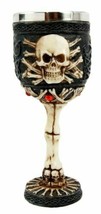 Ebros Skeletal Tree of Life Skull Cross Bones Small 6&quot;H Wine Goblet Chalice - £15.97 GBP