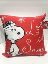 Peanuts Snoopy Let It Snow Red Christmas Throw Pillow 17&quot; x17&quot; - $27.71