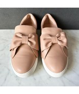 J/Slides Blush Pink Leather Beauty Bow Sneakers Slip On Platform-Women&#39;s... - $722.54 MXN