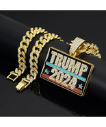 5AAA+ CZ Hop Hip Ice Out Bling TRUMP 2024 Pendant Chain Necklace 20 Inch - $30.29 CAD