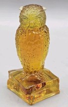 VINTAGE Degenhart Glass Sunset Orange Wise Owl On Books Figurine Paperweight - £24.25 GBP