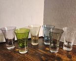 Set of 6 Colorful Glass Etched Shot Glasses. Excellent Condition - $14.85