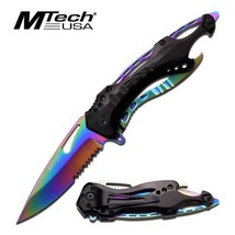 Knife Folding Mtech USA Tactical Folding Knife Titanium Coated Rainbow Blade - £26.82 GBP