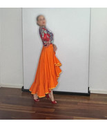 1970s Orange Ruffle Skirt High Low Hem - $796.01