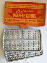 vintage antique WESTINGHOUSE SANDWICH GRILL WAFFLE INSERTS maker w BOX - $42.08